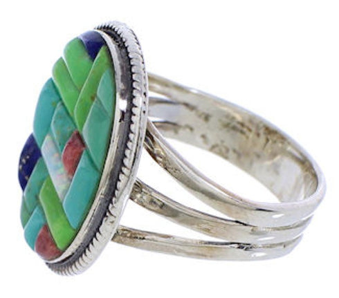 Multicolor Southwest Sterling Silver Ring Size 6-1/4 JX38264